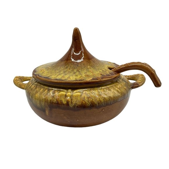 Marcia of California Pottery Vintage USA Drip Glazed Soup Tureen MCM Serveware - Picture 1 of 16